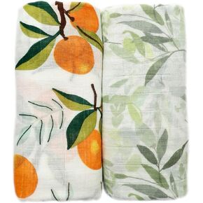 Ultra-Soft Organic Muslin Swaddle Blankets – 70% Viscose from Bamboo & 30% Cotton, 2-Pack – Gentle, Breathable, Lightweight, Soft Muslin – 47 x 47 inch, Soft Baby Wraps (Spring Floral&Blush Pink) in Saudi Arabia