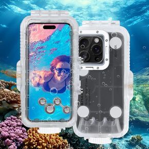 Waterproof Case for iPhone 16 Pro Max 6.9 Inch, IPX8 40m/130ft Underwater Housing Shell Shockproof Diving Phone Cover for Snorkeling Swimming Skiing in Kuwait