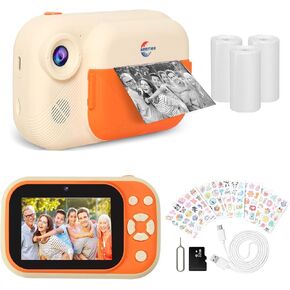 Instant Print Camera for Girls with 3.5" Large Screen, Christmas Halloween Birthday Gifts for Boys Girls 3 Years and Up, Front Rear Dual Cameras with 1080P Videos,32G Card and Charming Stickers(Pink) in Saudi Arabia