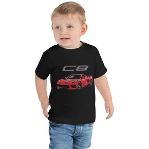 2020 2021 Red 'Vette C8 Mid Engine Toddler Short Sleeve Tee in Saudi Arabia