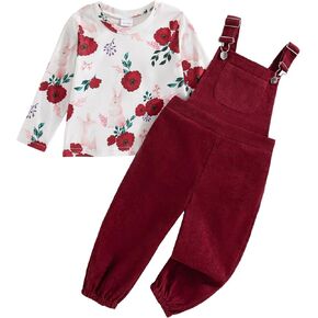 Mioglrie Toddler Baby Girl Clothes 12 18 24 Months 2T 3T 4T 2Pcs Girl Outfits Adjustable Overall Set Cute Jumpsuit in Kuwait