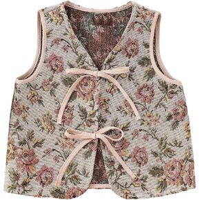 Verdusa Girl's Vintage Floral Tie Knot Vest Top Sleeveless V Neck Lightweight Tank Tops in Kuwait