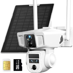 Dragon Touch 4G Cellular Security Camera 4K, Wireless Solar Outdoor Camera Triple Lens Bullet-PTZ Cam, 4G or WiFi, 10x Optical Zoom, 360° View, AI Tracking, with SIM Card, Local Storage in Saudi Arabia