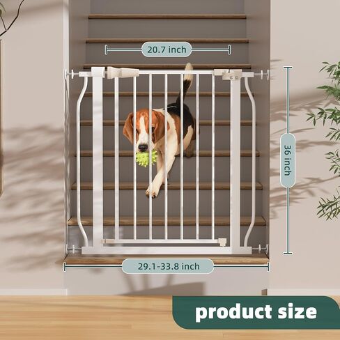 Elevon Pet Gate for Dogs, Pressure Mounted with Auto Close, Adjustable Width 29.1-33.8 Inch x 36 Inch, Gray in Saudi Arabia