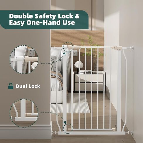Elevon Pet Gate for Dogs, Pressure Mounted with Auto Close, Adjustable Width 29.1-33.8 Inch x 36 Inch, Gray in Saudi Arabia