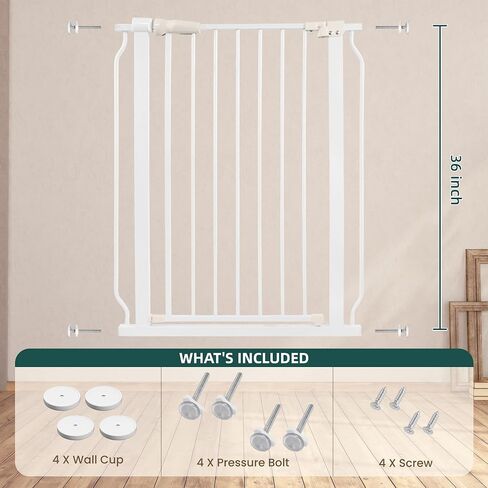 Elevon Pet Gate for Dogs, Pressure Mounted with Auto Close, Adjustable Width 29.1-33.8 Inch x 36 Inch, Gray in Saudi Arabia