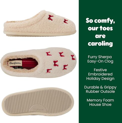 Dearfoams womens Holiday Christmas Gift Fuzzy Cozy Sherpa Novelty House Shoe Slipper in Saudi Arabia