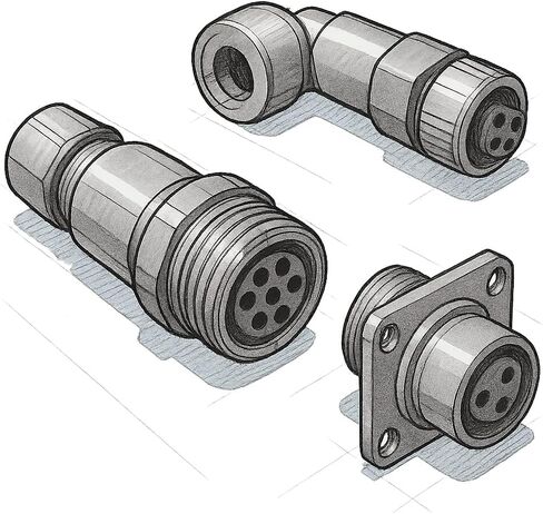 Micro Overmold 2 Pin Female Connector for Underwater Applications, 300V AC, 10A per Contact, Chloroprene Rubber Body, Gold Plated Brass Contacts, PN: MCOM2F (Pack of 11 Units) in Saudi Arabia
