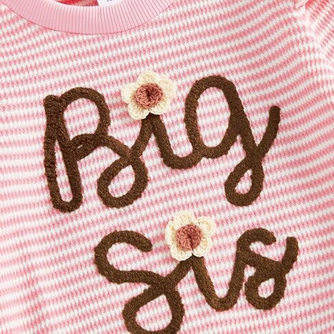 Big Sister Outfits Toddler Girl Long Sleeve Top and Striped Pants Set Kid Infant Baby 2Pcs Fall Winter Waffle Clothes in Saudi Arabia