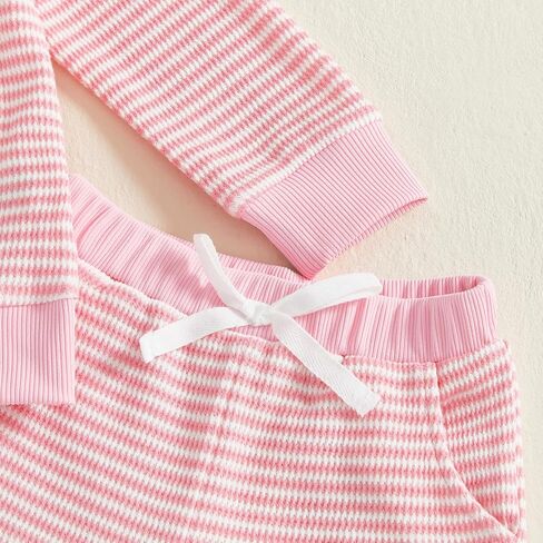 Big Sister Outfits Toddler Girl Long Sleeve Top and Striped Pants Set Kid Infant Baby 2Pcs Fall Winter Waffle Clothes in Saudi Arabia