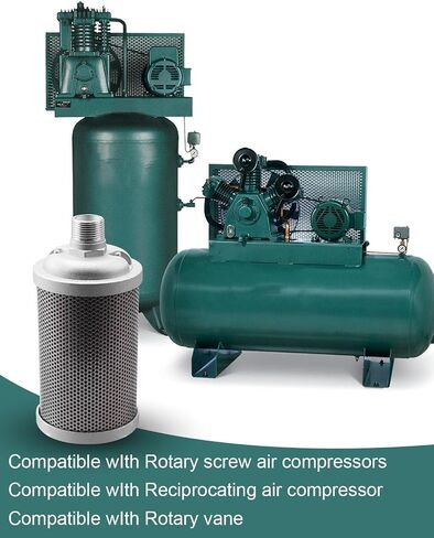 M07 Air Compressor Muffler 3/4 inch NPT Male Air Exhaust Silencer Fit for Dryer Compressor Air Pump Compressed Air Equipment and Systems Replacing Parts Single Chamber 145 PSI in Saudi Arabia