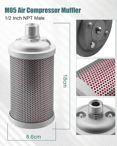 M07 Air Compressor Muffler 3/4 inch NPT Male Air Exhaust Silencer Fit for Dryer Compressor Air Pump Compressed Air Equipment and Systems Replacing Parts Single Chamber 145 PSI in Saudi Arabia