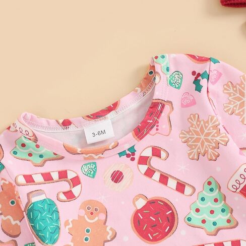 DuAnyozu First Christmas Baby Girl Outfit Newborn Infant Gingerbread Romper Ruffle Jumpsuit Candy Cane Outfit Cute Clothes in Saudi Arabia