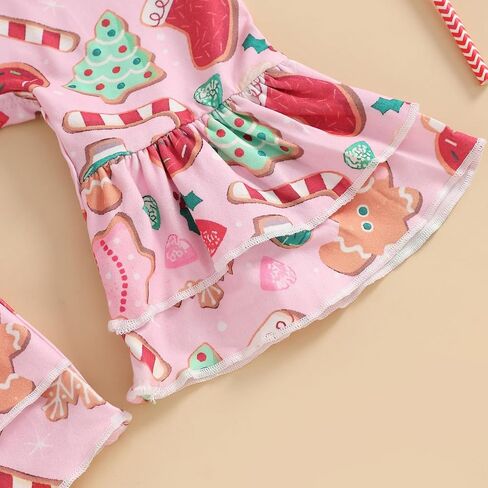 DuAnyozu First Christmas Baby Girl Outfit Newborn Infant Gingerbread Romper Ruffle Jumpsuit Candy Cane Outfit Cute Clothes in Saudi Arabia