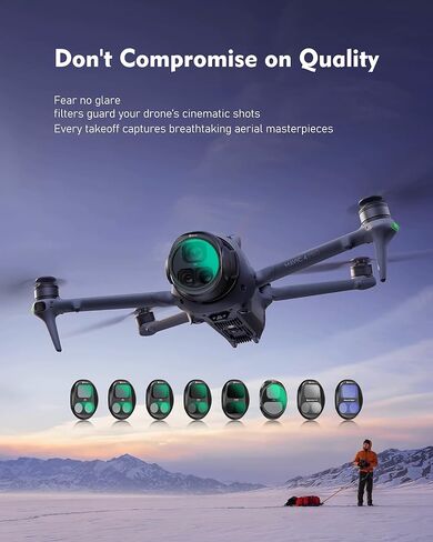 فلتر Black Mist 1/4 لـ DJI Mavic 4 Pro، فلتر نشر سينمائي ينعم الضوء وعيوب البشرة، ويخلق هالة حالمة للقطات جوية تشبه الفيلم in Kuwait