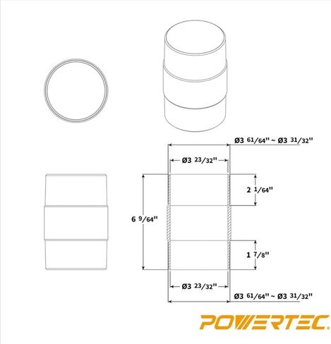 POWERTEC 70123W 4-Inch Dust Hose Connector w/Quick Connect Splice Adapter, ABS Plastic, 1PK in Saudi Arabia