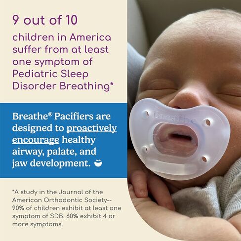 Breathe Baby Pacifier – Patented Design for Natural Oral & Facial Development - BPA-Free, Latex-Free, Pediatrician Developed - Dishwasher Safe 2 Pack (Stage 1: 0-3 Months) in Saudi Arabia
