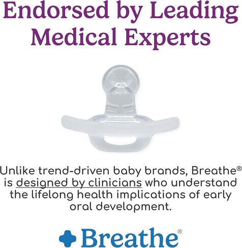 Breathe Baby Pacifier – Patented Design for Natural Oral & Facial Development - BPA-Free, Latex-Free, Pediatrician Developed - Dishwasher Safe 2 Pack (Stage 1: 0-3 Months) in Saudi Arabia