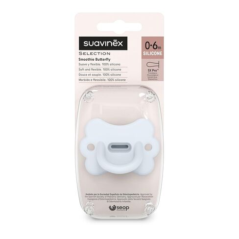 Color Essence SX PRO Silicone Butterfly Baby Pacifier 1Pk, Made with 100% Soft Silicone, Baby Essentials Perfect for Breastfeeding Babies, Designed in Spain, 6-18 Mths, Pink in Kuwait