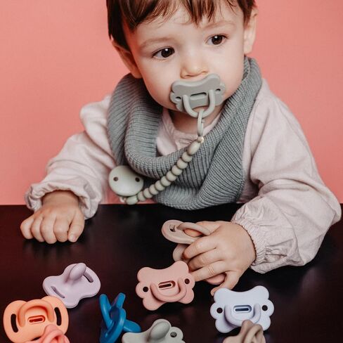 Color Essence SX PRO Silicone Butterfly Baby Pacifier 1Pk, Made with 100% Soft Silicone, Baby Essentials Perfect for Breastfeeding Babies, Designed in Spain, 6-18 Mths, Pink in Kuwait