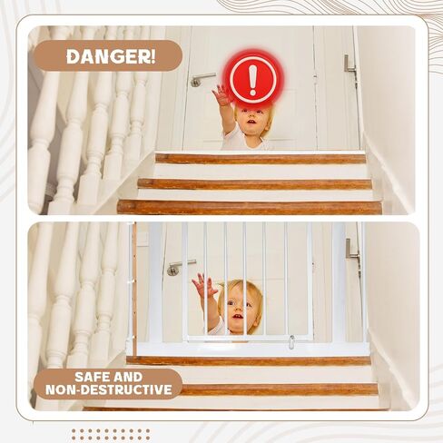 Chunful 1 Pack Universal Baby Gate Banister Adapter Wood No Hole Stairway Banister Adapter Mounting Kit for Pet Fit Round, Square, Irregular Post up to 42" Tall, Gate Not Included (White) in Saudi Arabia