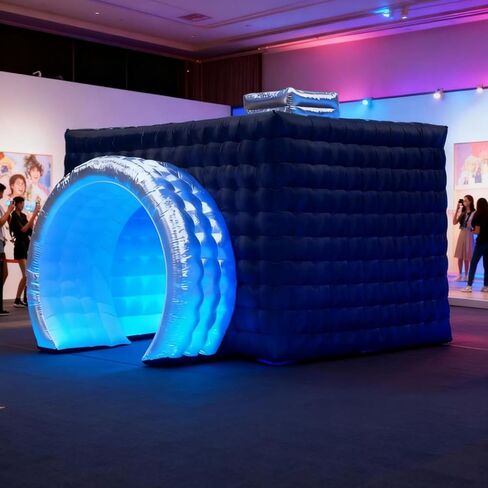 Inflatable Photo Booth Enclosure, Camera Shaped Inflatable Black Cube Tent with Blower (External Black & Internal White, 11.5x9.2x8.2ft), Photo Booth Backdrop for Wedding, Advertising, Party in Saudi Arabia