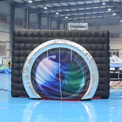 Inflatable Photo Booth Enclosure, Camera Shaped Inflatable Black Cube Tent with Blower (External Black & Internal White, 11.5x9.2x8.2ft), Photo Booth Backdrop for Wedding, Advertising, Party in Saudi Arabia