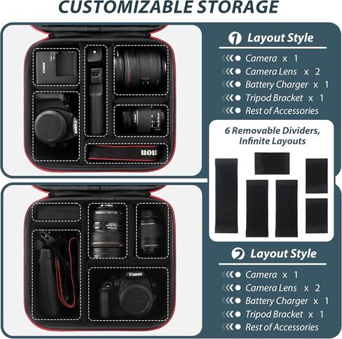 DSLR Camera Case for Canon EOS Rebel T7/T100/R50/R6 Mark II/R7/R8/90D/5D Mark IV, Fits Sony, Nikon DSLRs, Holds Lens & Tripod with Adjustable Dividers, SD Card Storage (Grey, L) in Saudi Arabia