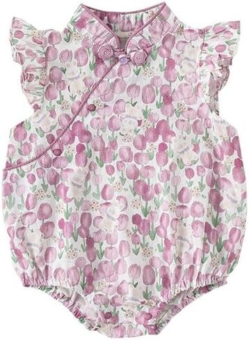 Cheongsam Romper Infant Girls Photo Shoot Clothes Baby Girl Birthday Chinese Style Dress Baby Girl Qipao Outfit in Saudi Arabia