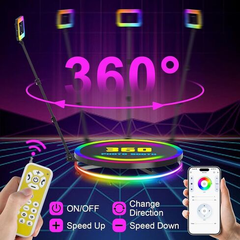 كشك صور بزاوية 360 درجة مزود بشريط LED، ووظيفة عرض الشعار، ومنصة كبيرة مقاس 45.3 بوصة للمعارض التجارية/مراكز التسوق in Kuwait