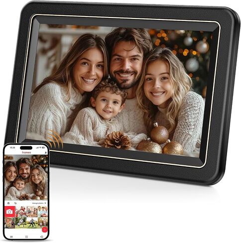 إطار صور رقمي - إطار صور رقمي واي فاي ذكي مقاس 10.1 بوصة من Frameo، وشاشة لمس IPS عالية الدقة 1280x800، ومساحة تخزين 32 جيجابايت، ومشاركة فورية عبر التطبيق، لأعياد الميلاد والتدفئة المنزلية والذكرى السنوية in Kuwait