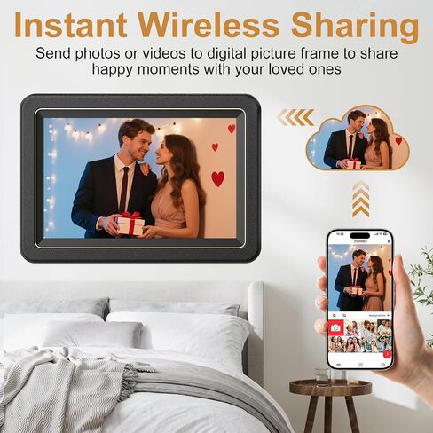 إطار صور رقمي - إطار صور رقمي واي فاي ذكي مقاس 10.1 بوصة من Frameo، وشاشة لمس IPS عالية الدقة 1280x800، ومساحة تخزين 32 جيجابايت، ومشاركة فورية عبر التطبيق، لأعياد الميلاد والتدفئة المنزلية والذكرى السنوية in Kuwait