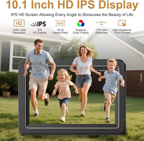 إطار صور رقمي - إطار صور رقمي واي فاي ذكي مقاس 10.1 بوصة من Frameo، وشاشة لمس IPS عالية الدقة 1280x800، ومساحة تخزين 32 جيجابايت، ومشاركة فورية عبر التطبيق، لأعياد الميلاد والتدفئة المنزلية والذكرى السنوية in Kuwait