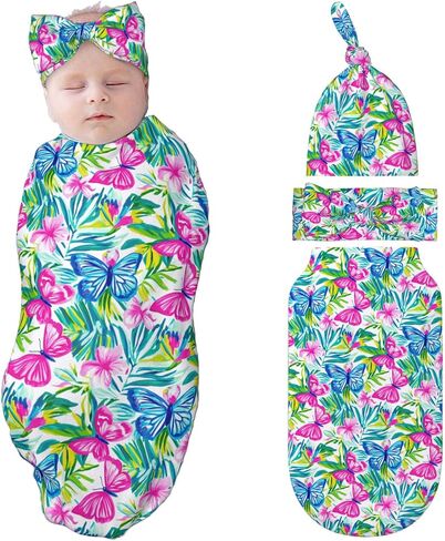 Strawberry Swaddle Blankets Newborn Receiving Blanket Baby Swaddle Wrap With Headband Hat Set For Baby Girls Boys in Saudi Arabia