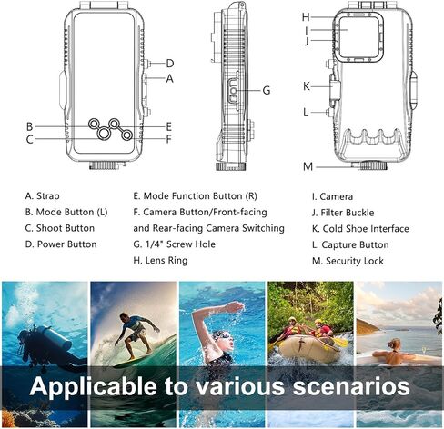 Waterproof Case for iPhone 16 Pro Max 6.9 Inch, IPX8 40m/130ft Underwater Housing Shell Shockproof Diving Phone Cover for Snorkeling Swimming Skiing in Kuwait