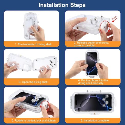 Waterproof Case for iPhone 16 Pro Max 6.9 Inch, IPX8 40m/130ft Underwater Housing Shell Shockproof Diving Phone Cover for Snorkeling Swimming Skiing in Kuwait