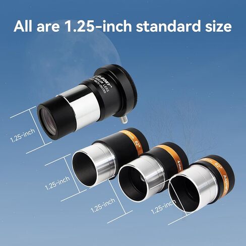 SVBONY 4mm 10mm 23mm Telescope Eyepieces Lens 62 Degree Wide Angle and Barlow Lens 2X, 1.25 inch Barlow Lens with M42 Thread Fully Coated Lens Accessories Kit for 1.25 inches Astronomic Telescope in Saudi Arabia