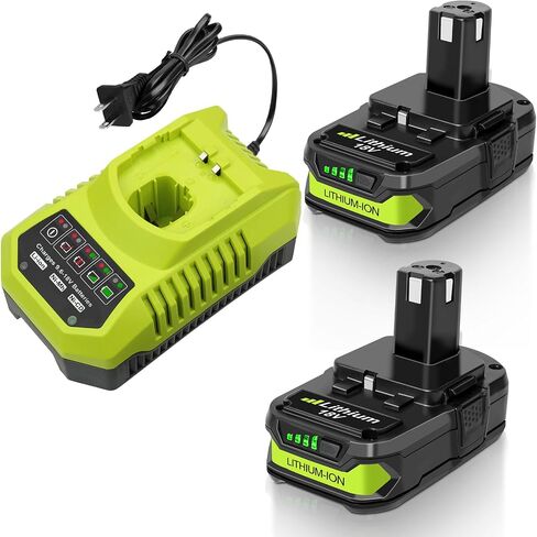 مجموعة مكونة من 2 بطارية وشاحن بديلة بقدرة 3.0 أمبير في الساعة متوافقة مع نظام ONE+ 18V - تناسب أدوات Ryobi 18V اللاسلكية (غير مصنوعة في Ryobi) in Saudi Arabia