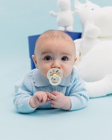 لهاية BIBS Color Moomins، عبوتان، لهاية خالية من مادة BPA، حلمة مستديرة. مطاط طبيعي، صنع في الدنمارك، مقاس 1 (0-6 أشهر)، وردي فاتح/هاش in Kuwait