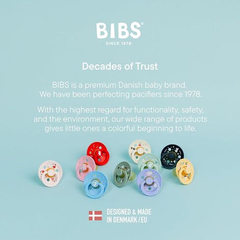 لهاية BIBS Color Moomins، عبوتان، لهاية خالية من مادة BPA، حلمة مستديرة. مطاط طبيعي، صنع في الدنمارك، مقاس 1 (0-6 أشهر)، وردي فاتح/هاش in Kuwait