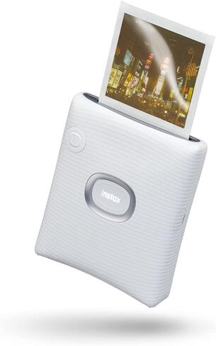 حزمة طابعة Fujifilm INSTAX Square Link الفورية للهواتف الذكية (أبيض) مع فيلم قوس قزح وقطعة قماش للتنظيف (3 قطع) in Saudi Arabia
