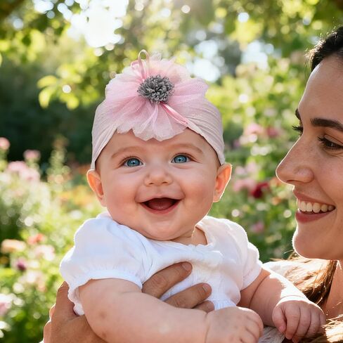 Baby Girls Sunflower Headbands, 3 Pack Baby Hairband Hair Bows Lace and Stretchy Elastic Accessory for Newborn Infants Toddlers (Burgundy+Yellow+White, One Size(Stretchy)) in Saudi Arabia
