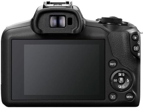 كاميرا Canon EOS R100 بدون مرآة مع عدسة مقاس 18-45 مم وذاكرة فائقة سعة 128 جيجابايت، وإضاءة فيديو LED، ومقبض U، ومجموعات مرشحات والمزيد (متجددة) in Kuwait
