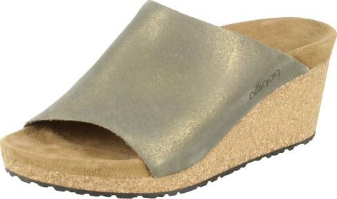 Birkenstock Papillio Women's Namica Wedge Sandals in Suede Leather Metallic Stone Gold in Saudi Arabia