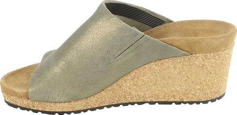 Birkenstock Papillio Women's Namica Wedge Sandals in Suede Leather Metallic Stone Gold in Saudi Arabia