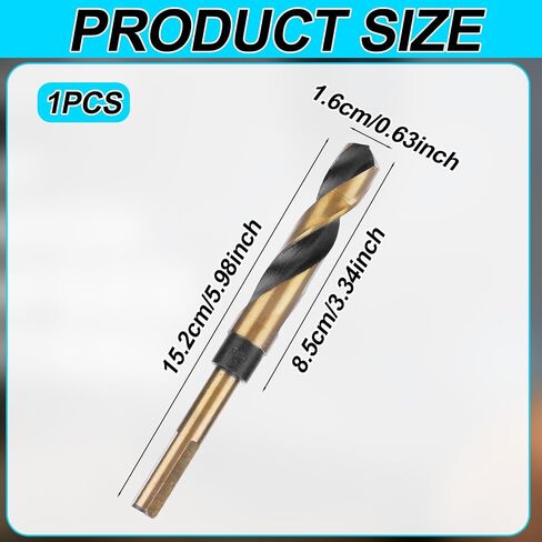 5/8in Reduced Shank Twist Drill Bit, High Speed Hard Steel Metal Cobalt Drill Bit for Copper Aluminum Iron and Woodworking DIY Projects (Black, Gold) in Saudi Arabia