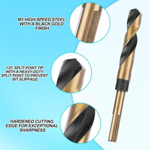 5/8in Reduced Shank Twist Drill Bit, High Speed Hard Steel Metal Cobalt Drill Bit for Copper Aluminum Iron and Woodworking DIY Projects (Black, Gold) in Saudi Arabia
