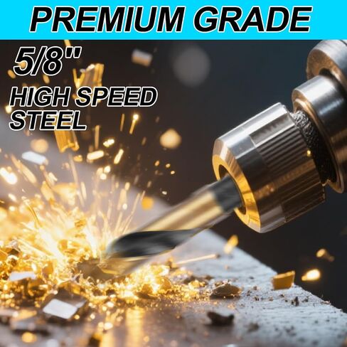 5/8in Reduced Shank Twist Drill Bit, High Speed Hard Steel Metal Cobalt Drill Bit for Copper Aluminum Iron and Woodworking DIY Projects (Black, Gold) in Saudi Arabia
