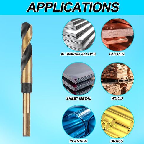 5/8in Reduced Shank Twist Drill Bit, High Speed Hard Steel Metal Cobalt Drill Bit for Copper Aluminum Iron and Woodworking DIY Projects (Black, Gold) in Saudi Arabia