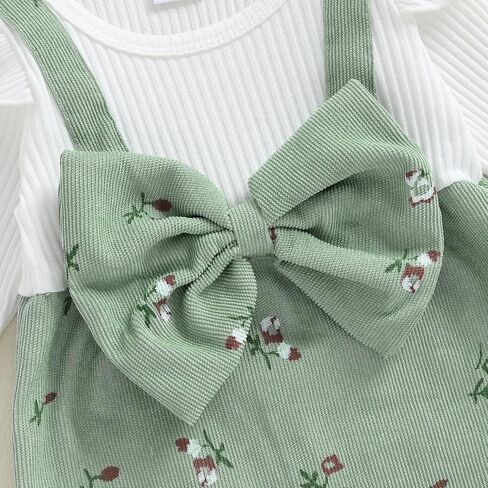 ملابس الشتاء للفتيات حديثي الولادة، بذلة قصيرة الأكمام، بفيونكة منقوشة بالزهور، قطعة واحدة، ملابس الرضع in Kuwait